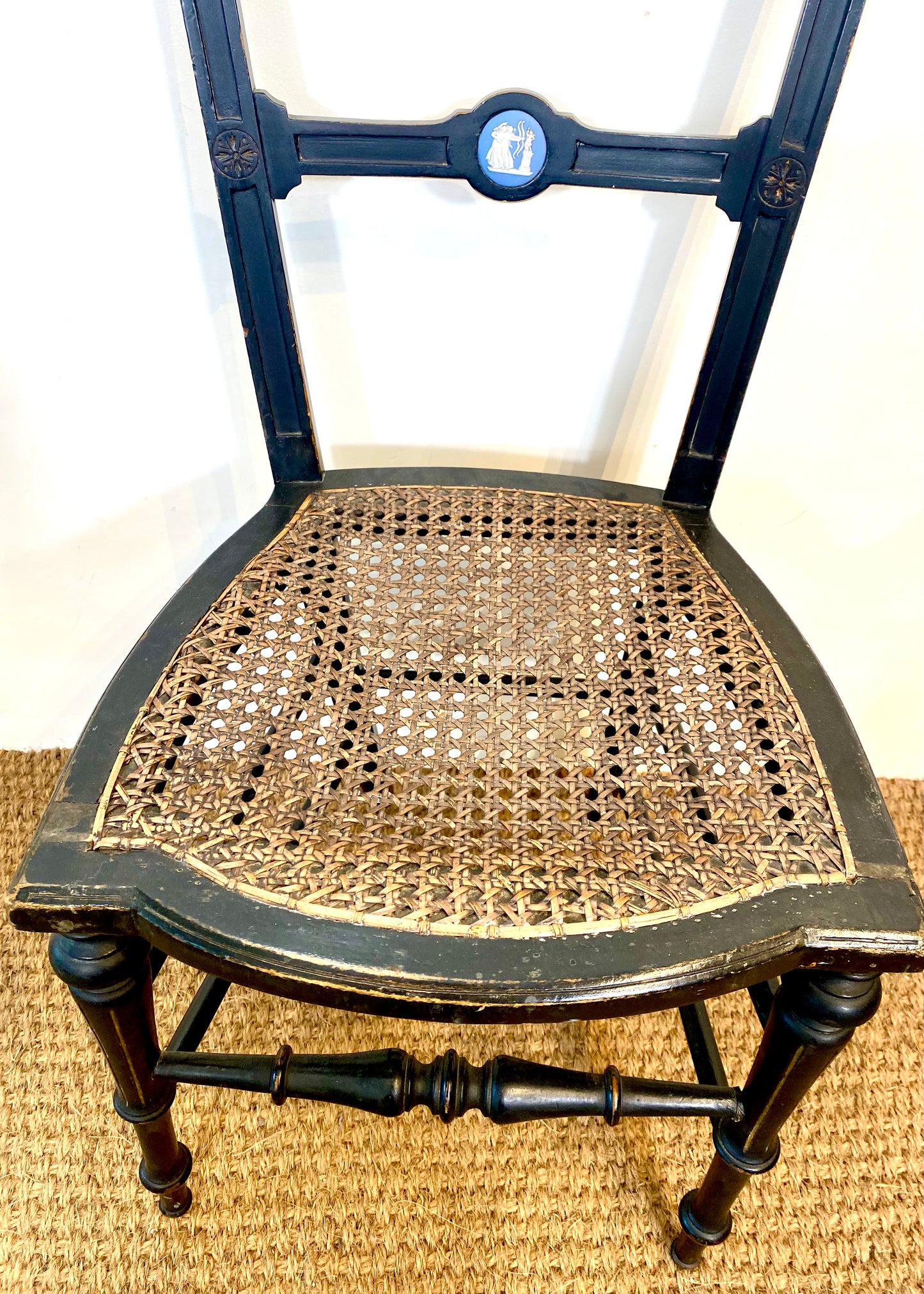 Ebonised Side Chair with Wedgewood Plaque