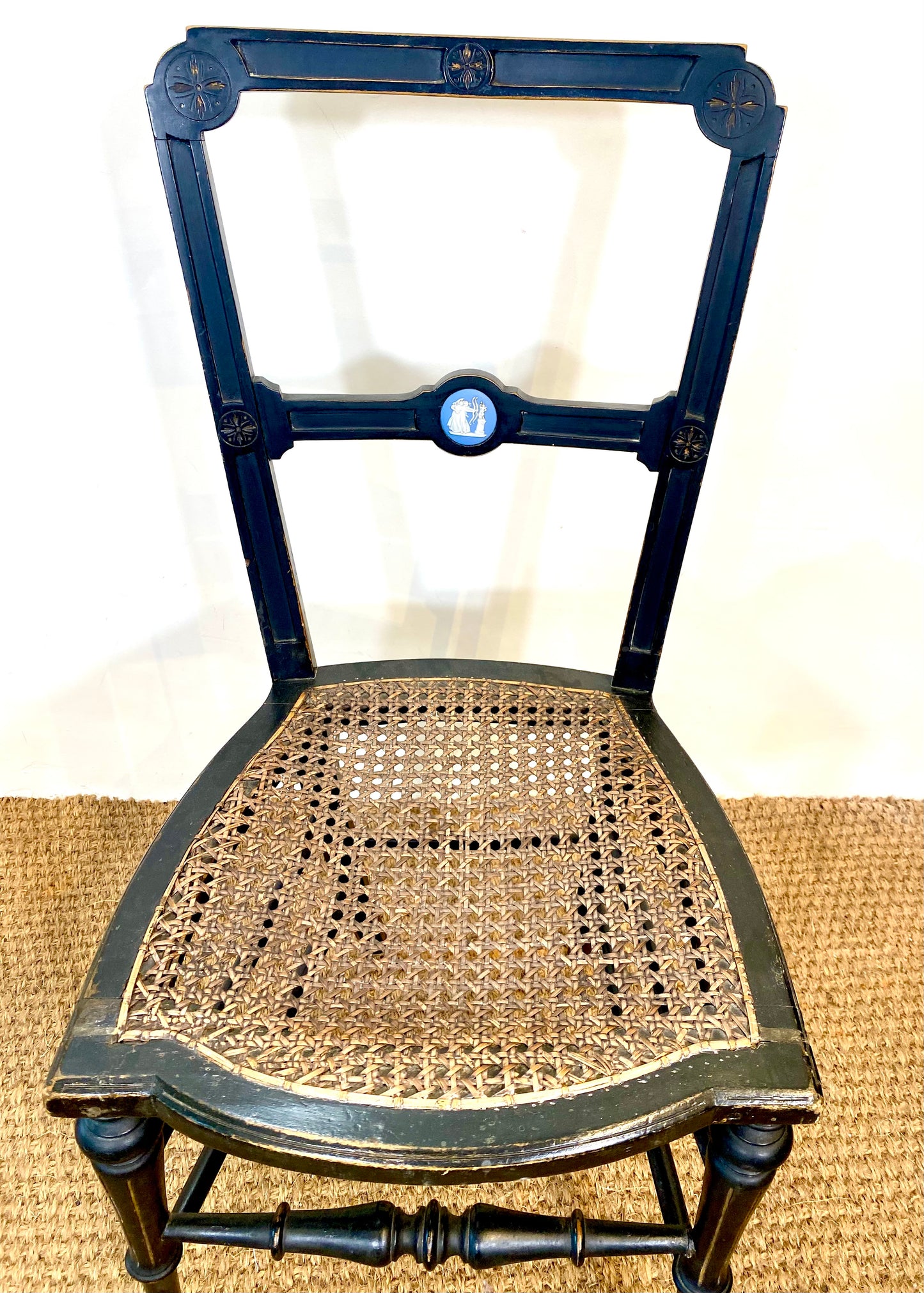 Ebonised Side Chair with Wedgewood Plaque