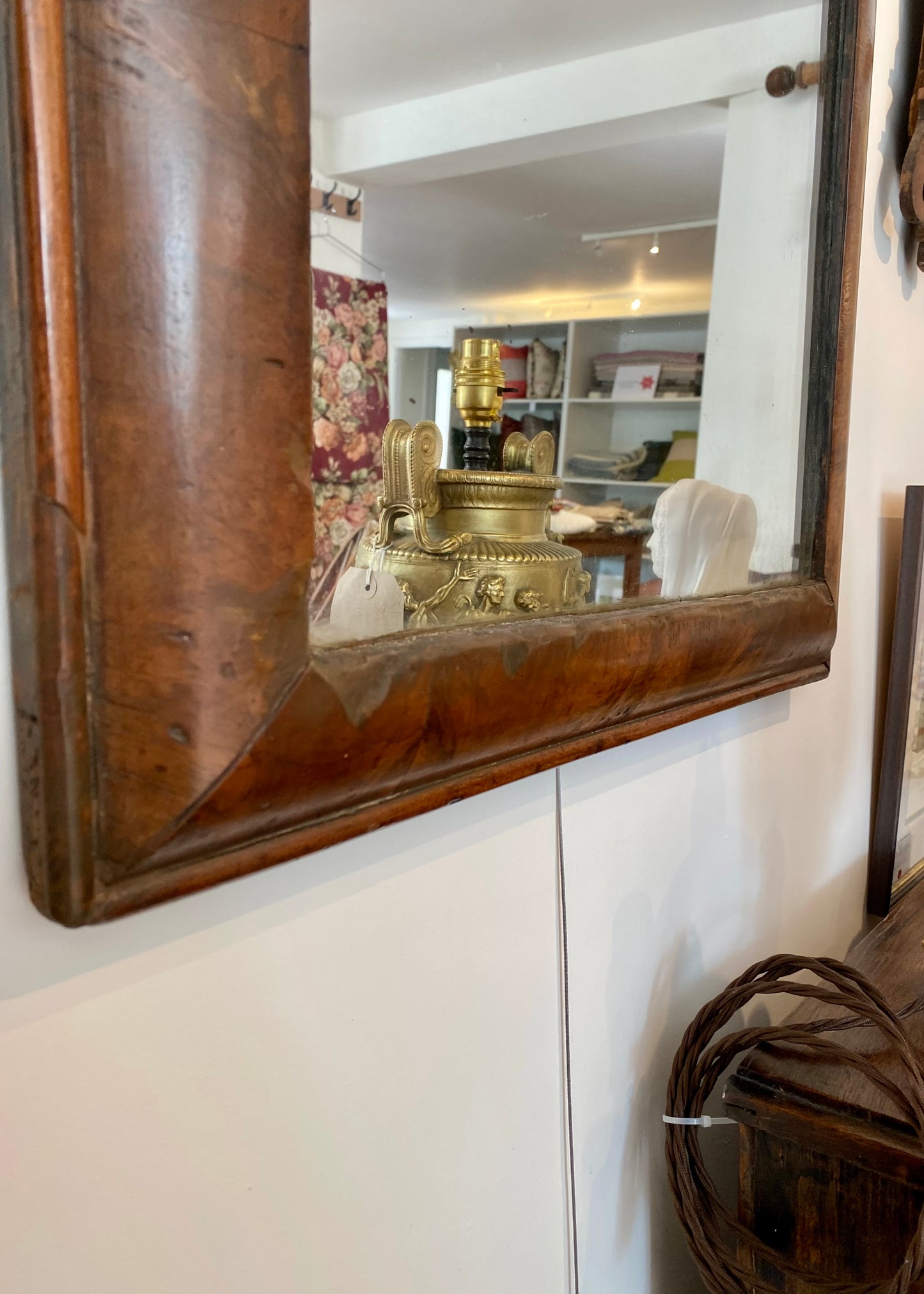 George II Walnut Cushion Mirror
