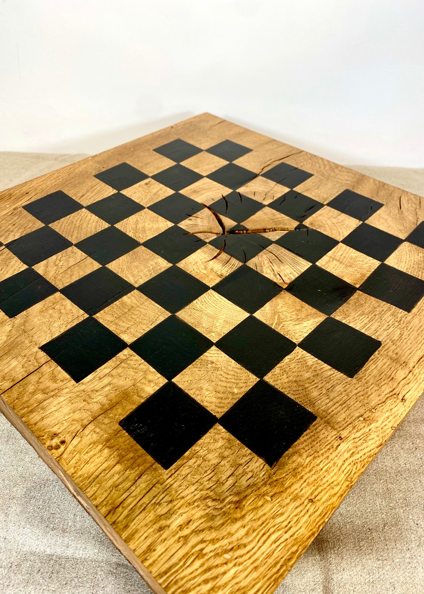 Hand Made Steel Chess set with Rustic Oak Board