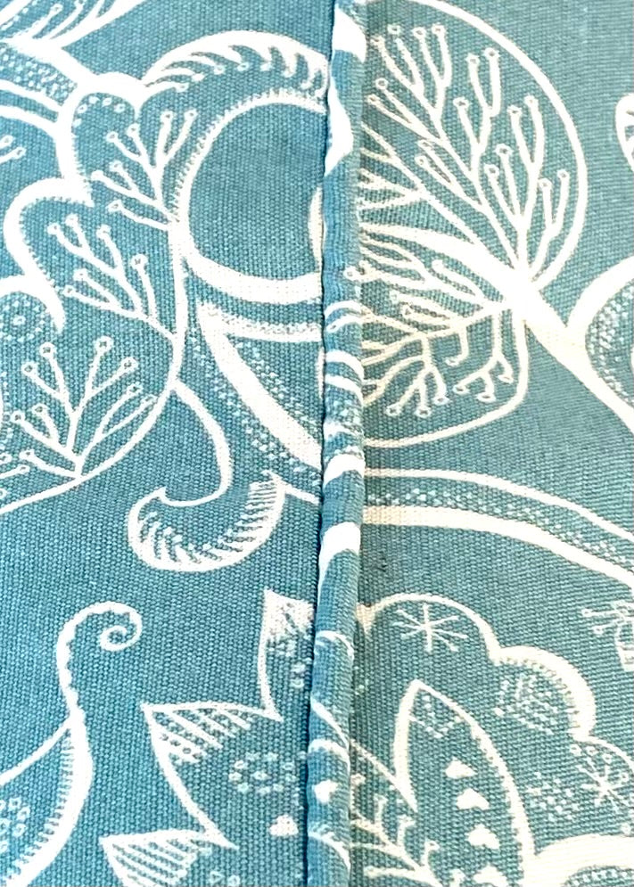 Aqua Botanical Print Piped Cushion