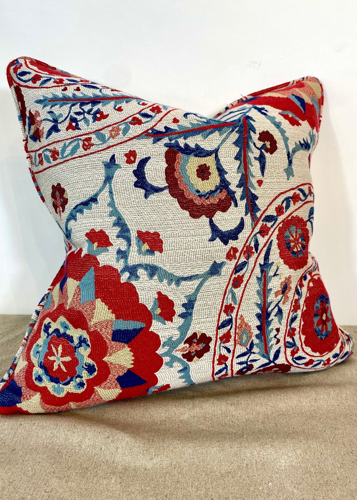 "Anthos" by Sanderson Suzani Piped Cushion