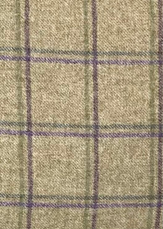 Neutral/Purple/Green Plaid Piped Cushion