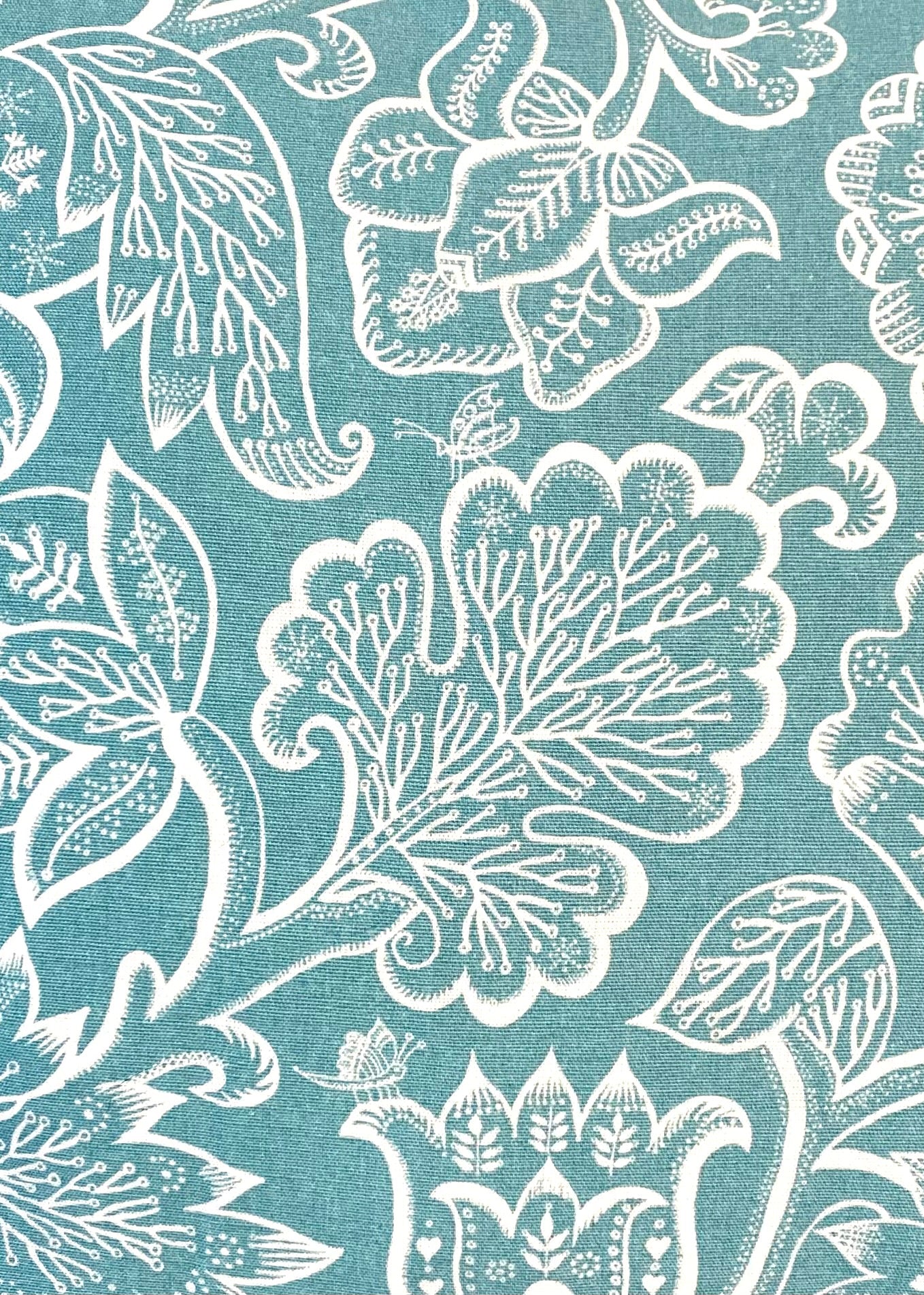 Aqua Botanical Print Piped Cushion