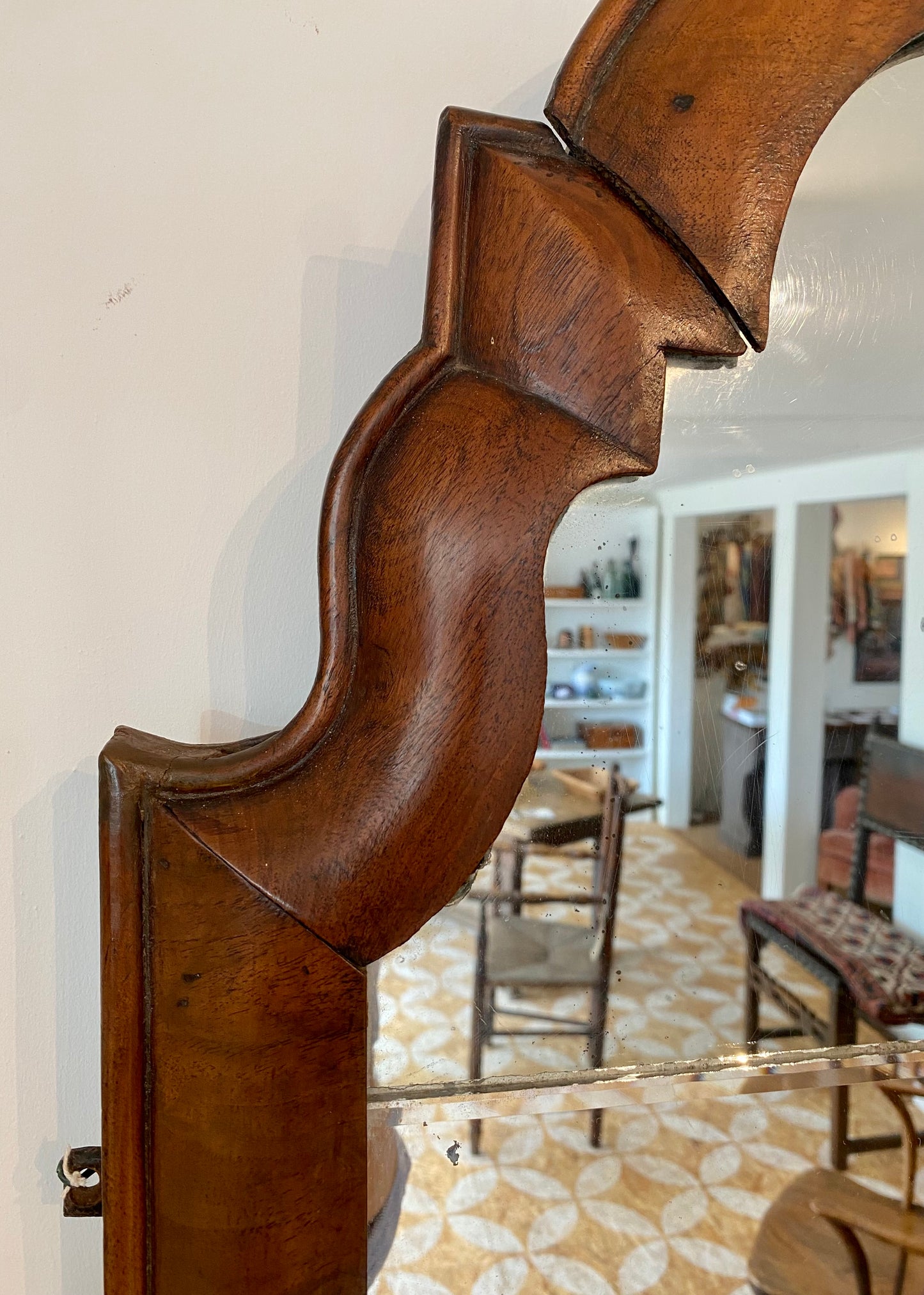 George II Walnut Cushion Mirror