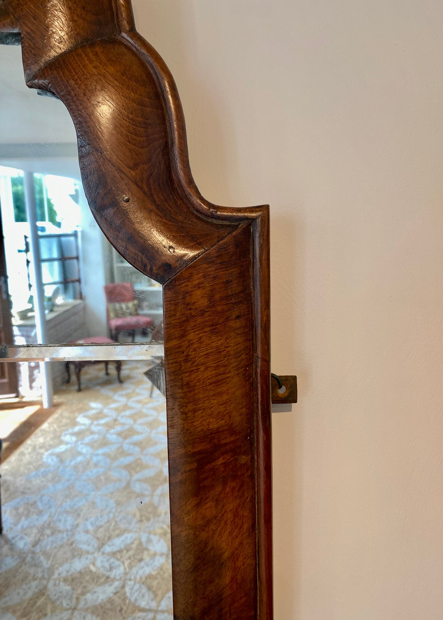 George II Walnut Cushion Mirror