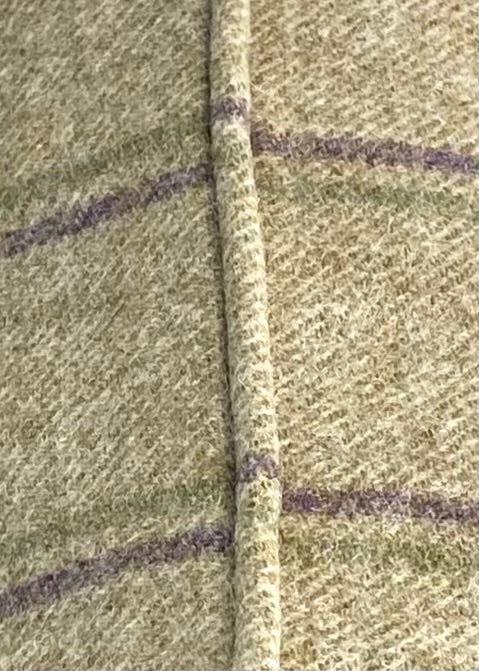 Neutral/Purple/Green Plaid Piped Cushion