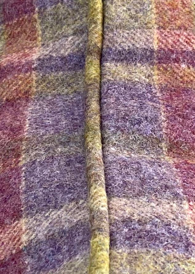 Purple and Green Plaid Piped Cushion