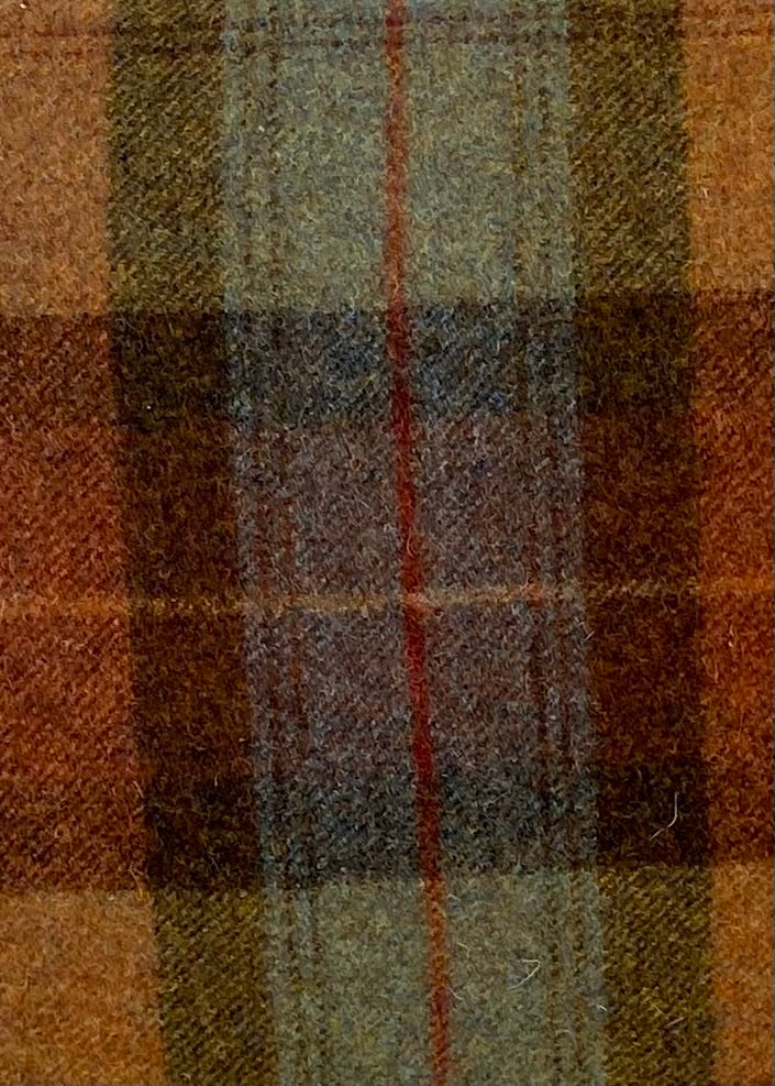 Terracotta/Red/Duck Egg Plaid Piped Cushion
