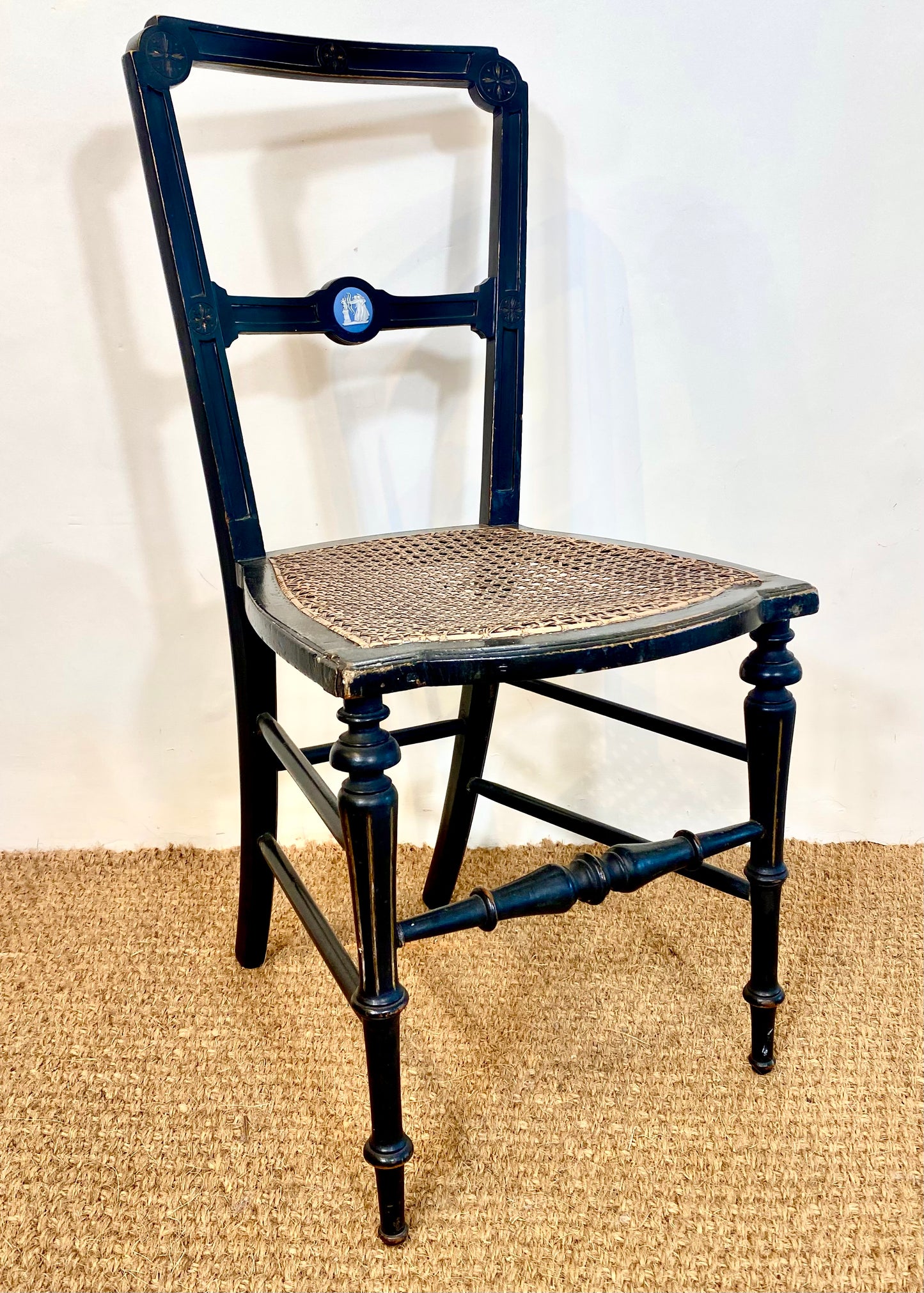 Ebonised Side Chair with Wedgewood Plaque