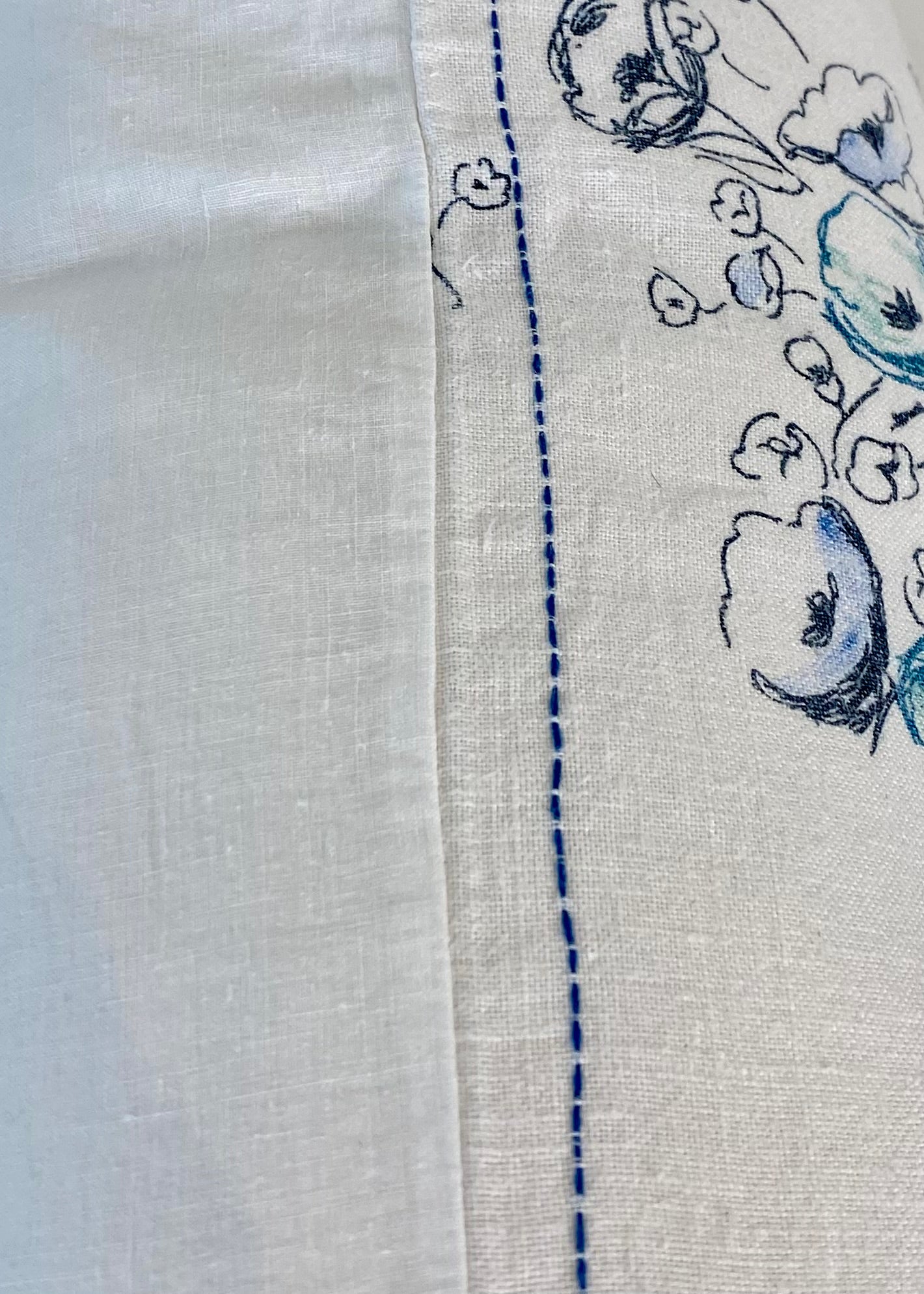 Blue and White Floral Cushion