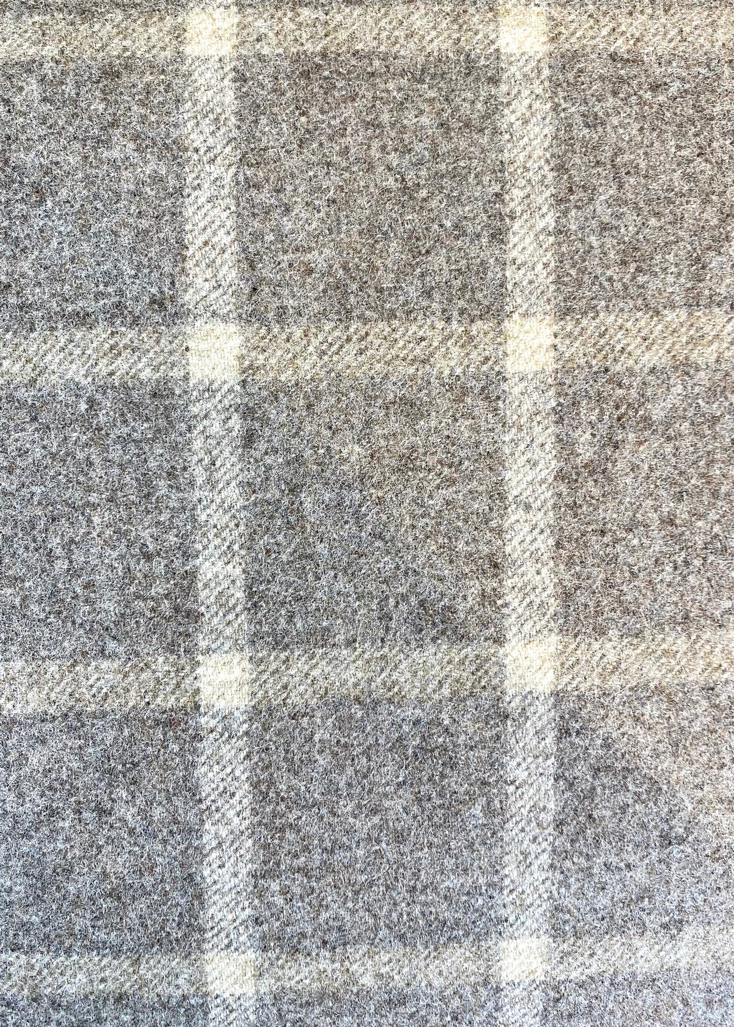 Grey Plaid and Velvet Piped Cushion with Feather Pad