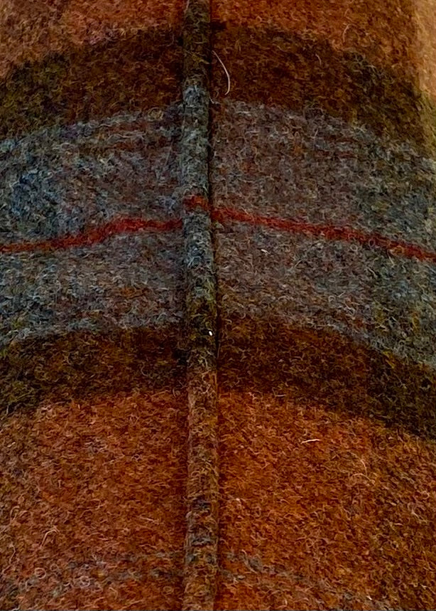 Terracotta/Red/Duck Egg Plaid Piped Cushion