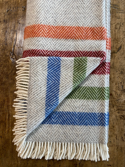 Contemporary Point Wool Blanket - Red Stripe