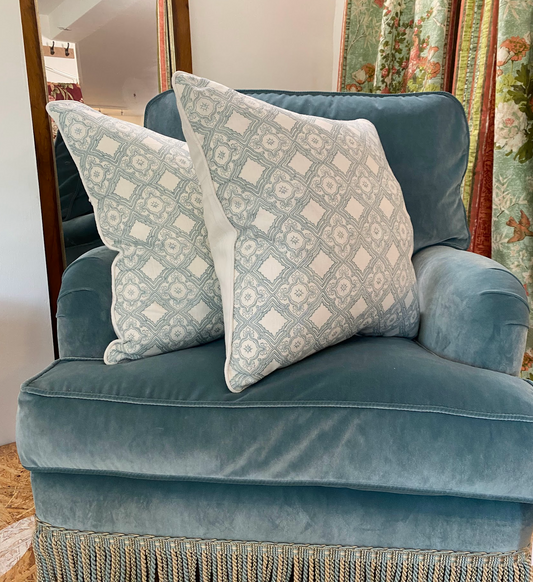 Duck Egg Geometric Print Cushions