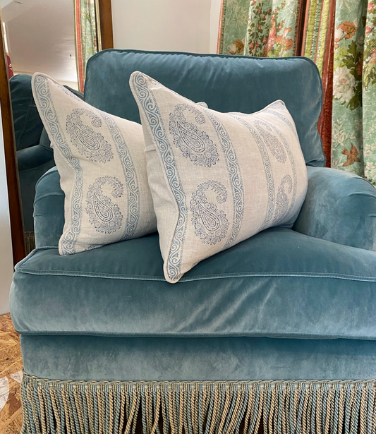 Block Print Styled Paisley Cushion