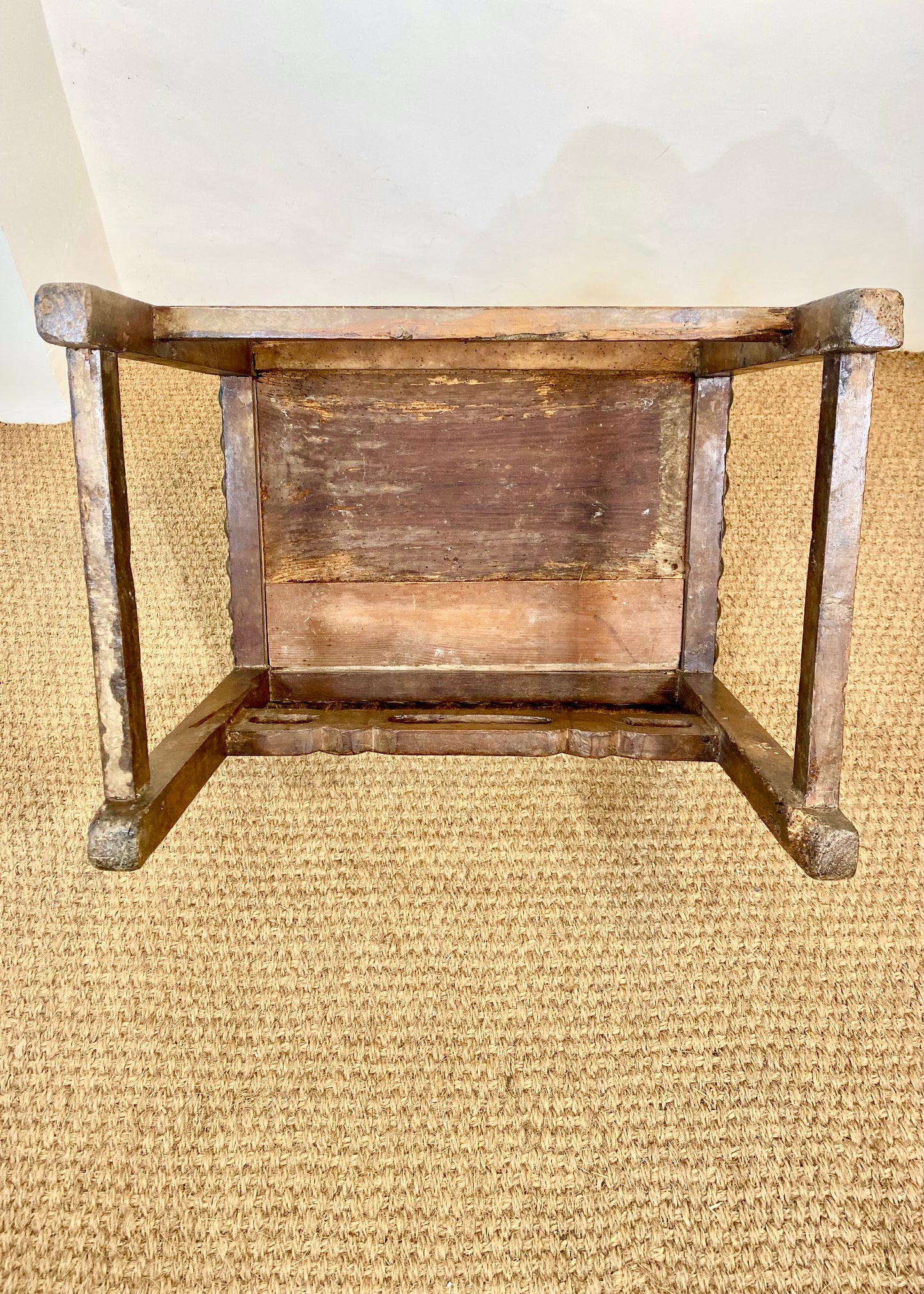 Exceptionally Large Spanish Walnut and Leather Chair