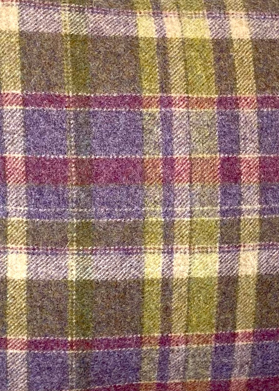 Purple and Green Plaid Piped Cushion