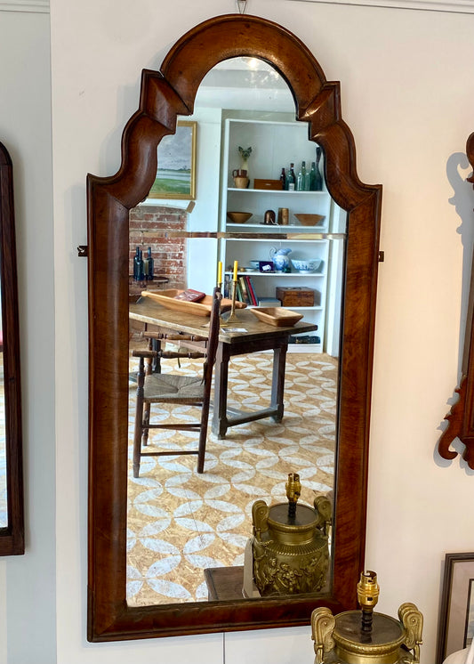 George II Walnut Cushion Mirror