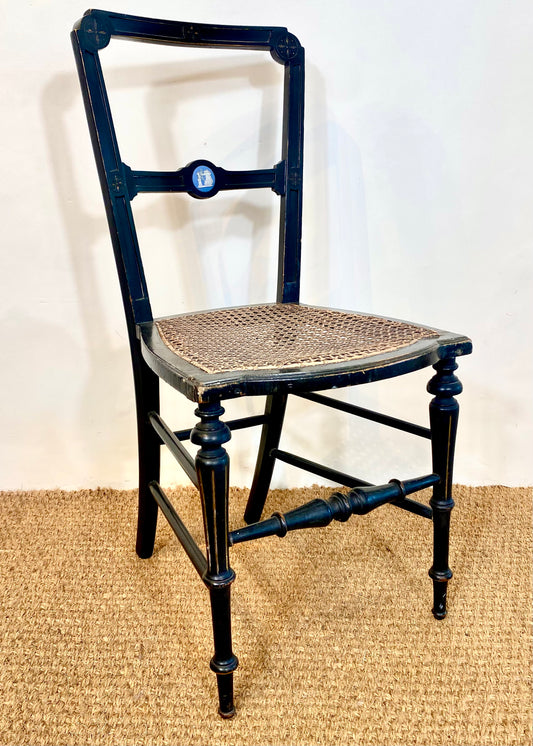 Ebonised Side Chair with Wedgewood Plaque